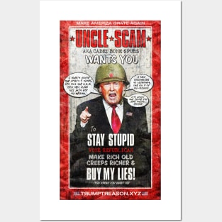 UNCLE SCAM WANTS YOU - The Donald Trump Cadet Bone Spurs Recruiting Poster - Humorous AntiTrump Mashup of Famous "Uncle Sam Wants You" War of 1812 War-era Poster - Trump as Criminal Traitor for Putin/Russia - Sure to Get Laughs and Drive Trumpers Crazy! Posters and Art